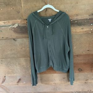Aerie xl green zip up with hood